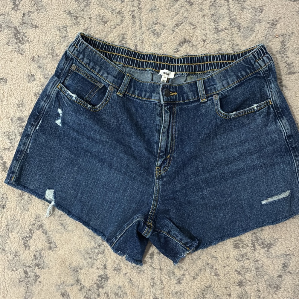 Aerie Denim Mid-Rise Women's Shorts in Dark Blue
